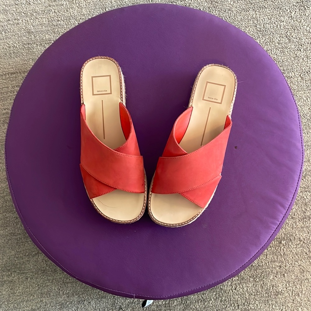 red coral nubuck DV by DOLCE VITA ZABRINA platform sandal slides - sz 8
